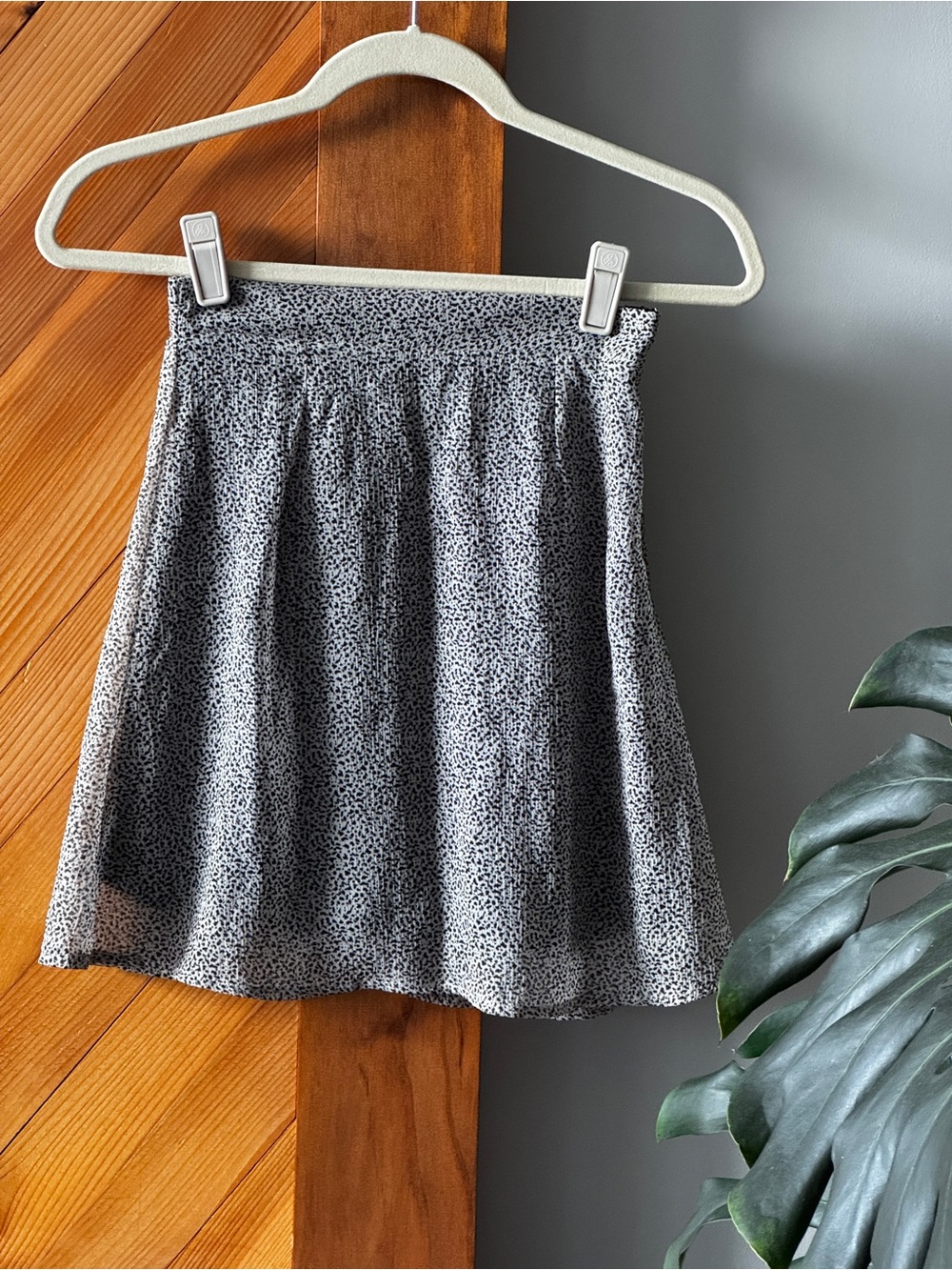 Sienna Sky Layered Mini Skirt XS Black-Gray Print Double Layer Skirt